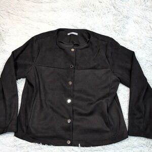 Vintage Arianna By Howards Jacket Womens XL Black Blazer Pockets Snap Up Soft